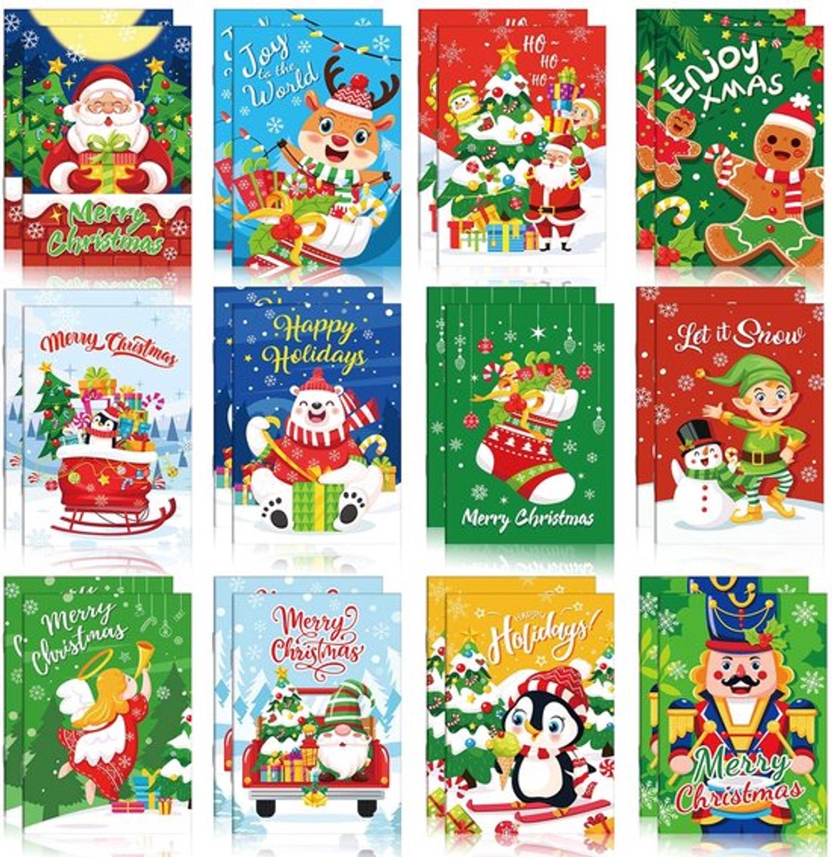Kerstnotebooks 24 stuks - Mini-notitieblok - Klein Notitieblok - Kerstcadeaus - Vulling voor Adventskalender - Afmetingen 12 x 8,5 cm - Notitieboekjes