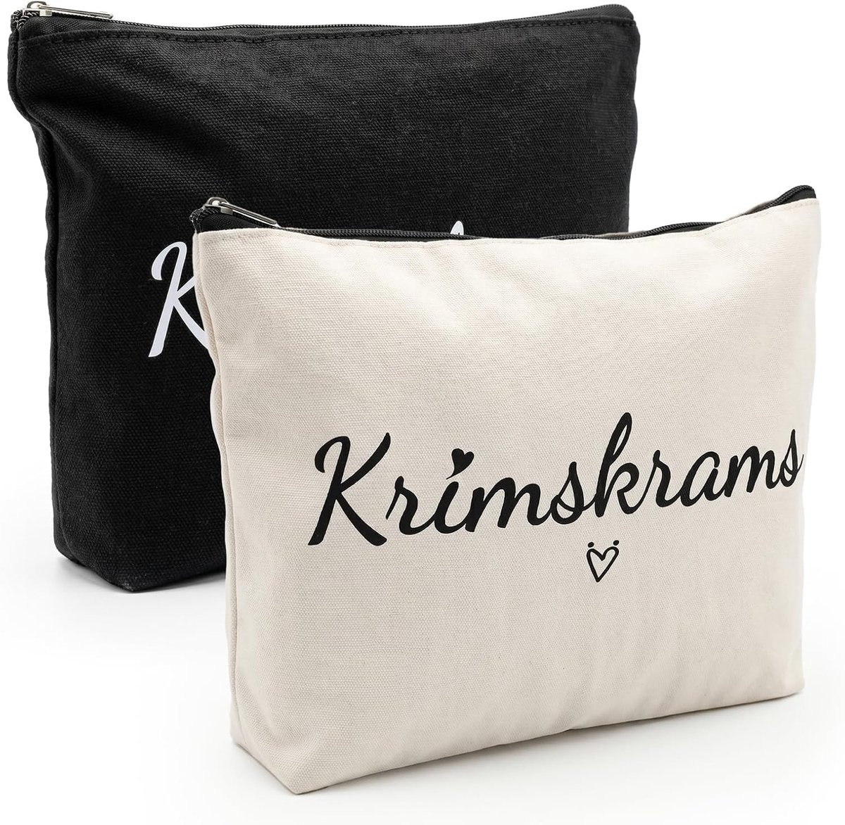 Set van 2 compacte make-uptassen voor dames in zwart en beige, ideaal voor reizen en dagelijks gebruik, lichtgewicht en stijlvol ontwerp