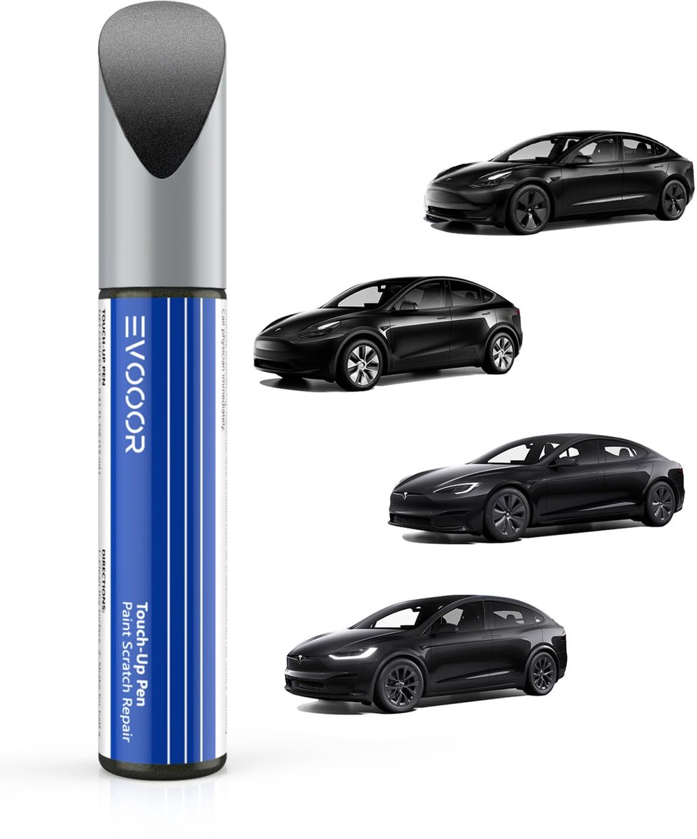 SnelShoppen - Tesla Lakstift Zwart voor Model 3/Y/S/X - DIY Krassenreparatie met Gekleurde Verf - Solid Black (PBSB) - Perfect voor Auto Onderhoud