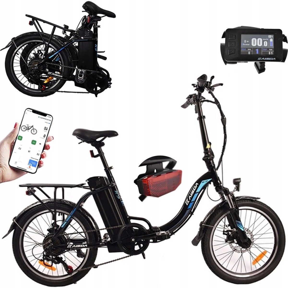 20-inch waterdichte aluminium Elektrische vouwfietsen - Elektrische fiets - Actieradius 100km - Verwijderbare batterij 36V13Ah - Motor 250W - Shimano 7 versnellingen - 20 Inch opvouwbare City Commuter E-Bike - Zwart