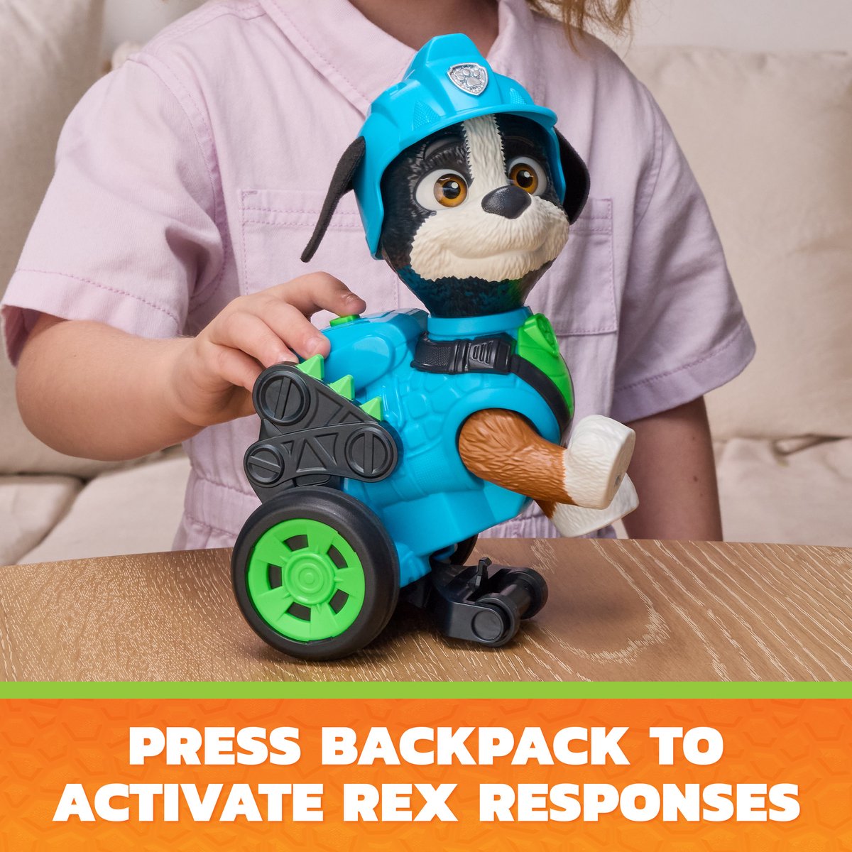 PAW Patrol - De Dino Film - Rippin Rescue Rex, terugtrek-actiefiguur van 20,3 cm met geluid en geactiveerde stunts — cadeau in Spellen & Speelgoed - foto 6
