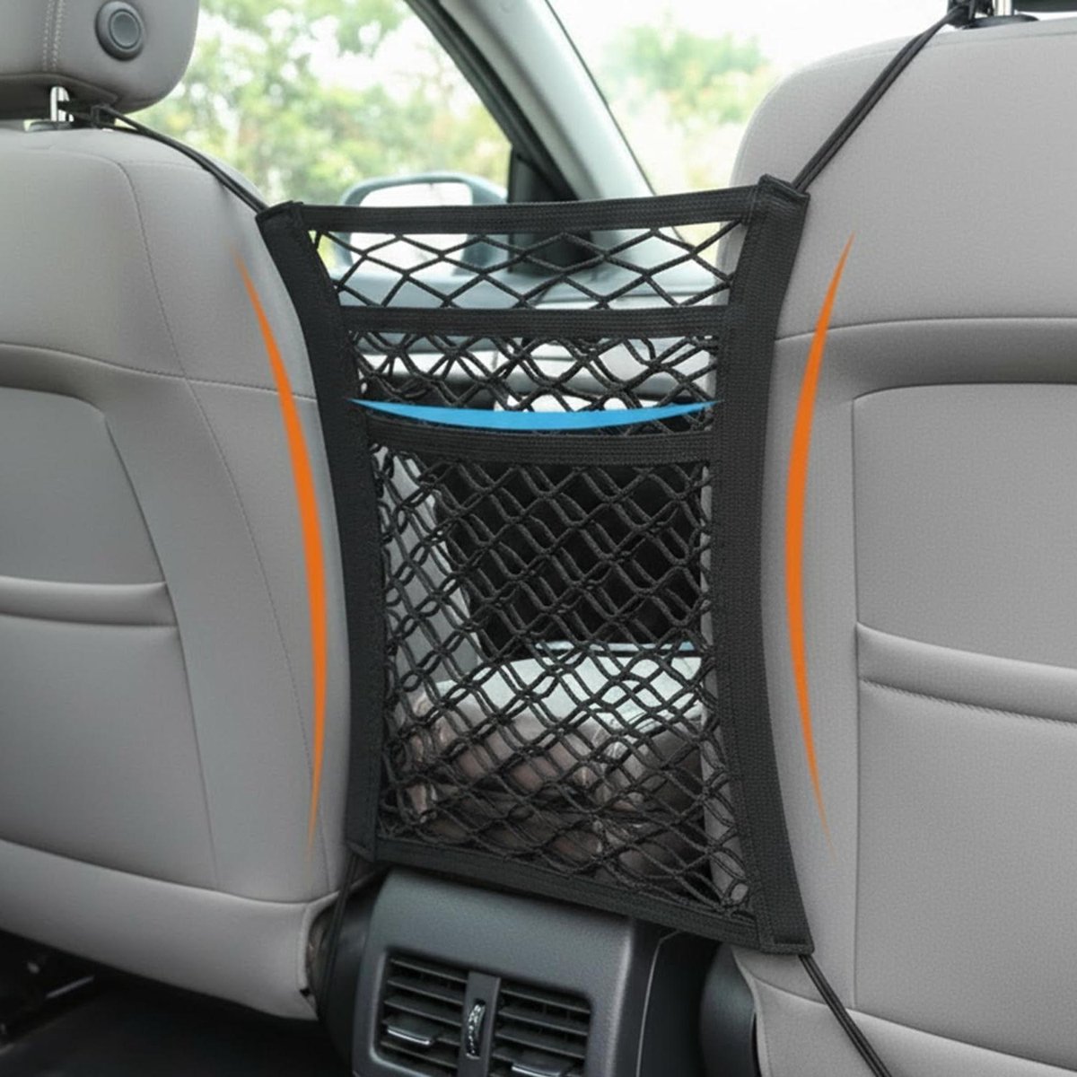 Veiligheidsnet Honden - Hondenbarrière Auto - Veiliger Rijden - 3-Laags Opbergnet - Universeel - Zwart