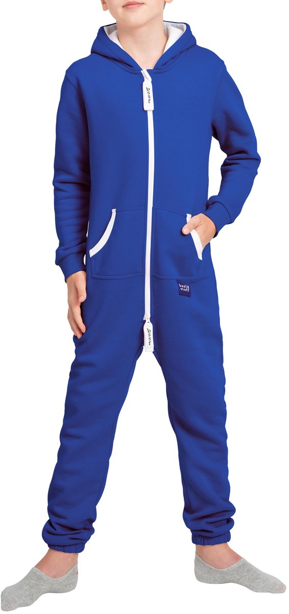 SnelShoppen - Basisstoff Yuppie Jumpsuit Kinderen, Jongens, Meisjes, Overall, Onesie, Pak voor Kinderen, Blauw, Maat 158-164, Perfect voor Feest, Spel