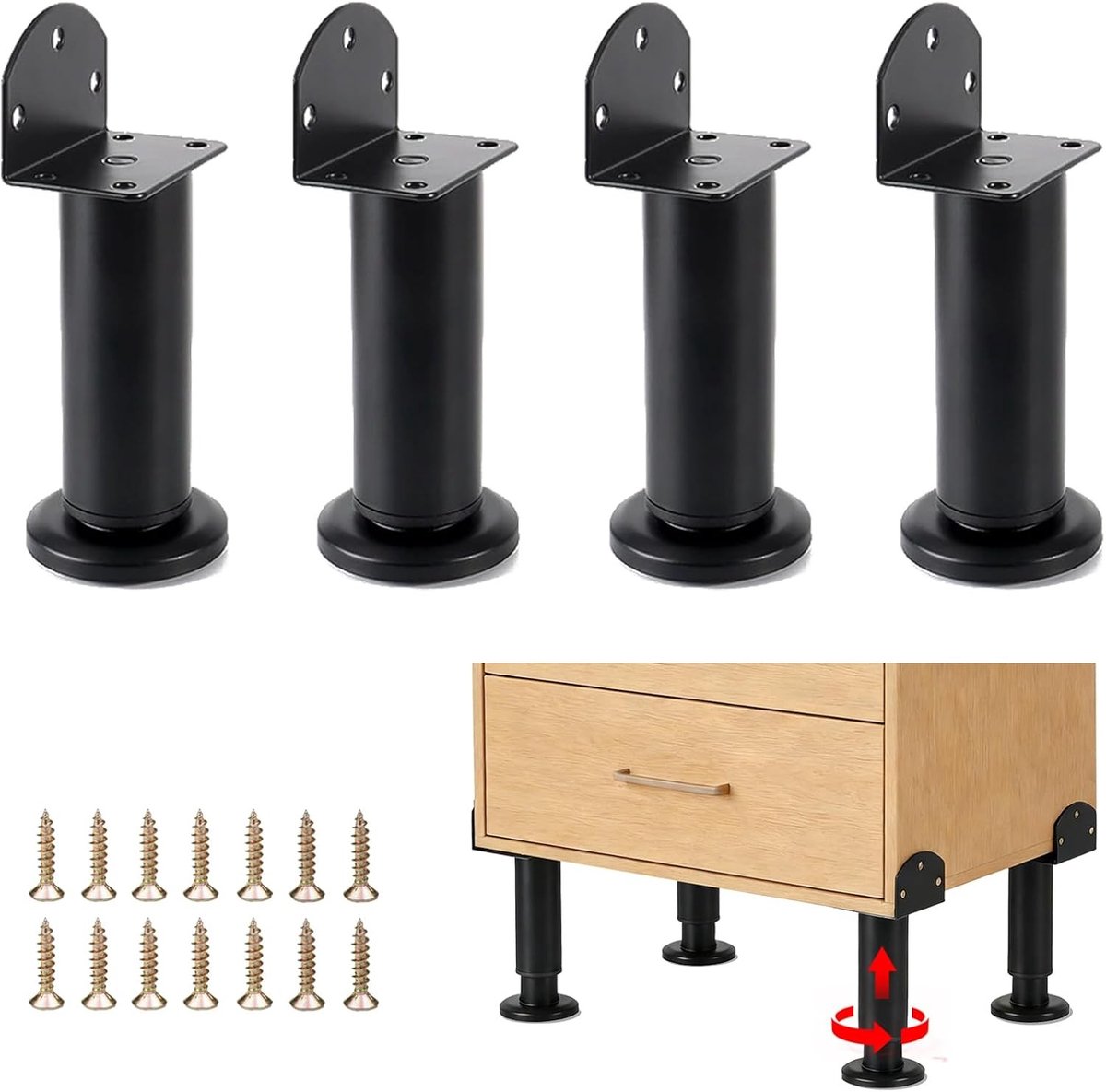 Verstelbare meubelpootset van 4 stuks voor meubels, tafels en stoelen met hoogteaanpassing