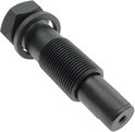 Zwarte kettingspanner met schroefdraad, een ring en een zeskantkop.