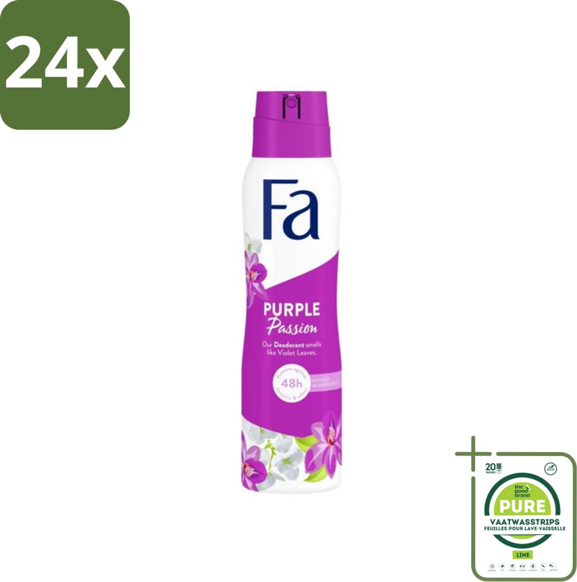 Fa Deodorant Spray Violet Leaves Passion 150 ml - Voordeelverpakking - 24 stuks - Deodorant - Anti-transpirant