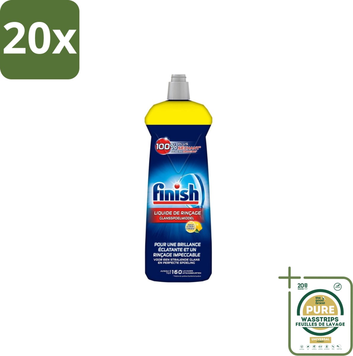 20 x Finish – Glansspoelmiddel – Citroen – 800 ml - Grootverpakking - Glansspoelmiddel Citroen - Glansspoelmiddel - Vaatwasser - Glans - Droogresultaat