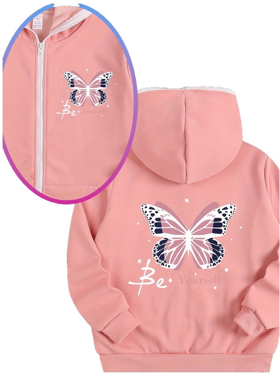 Currero Vest Meisjes Met Rits Sweater Meisje Cardigan Gebreid Sweaters Hoodie Warme Trui Lange Mouw 5-6 Jaar Roze