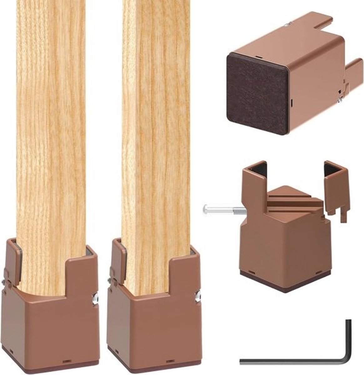 Verstelbare Meubelverhogers 5cm - Zwaar Belastbaar met Schroefklemmen voor Stoelen en Bedden