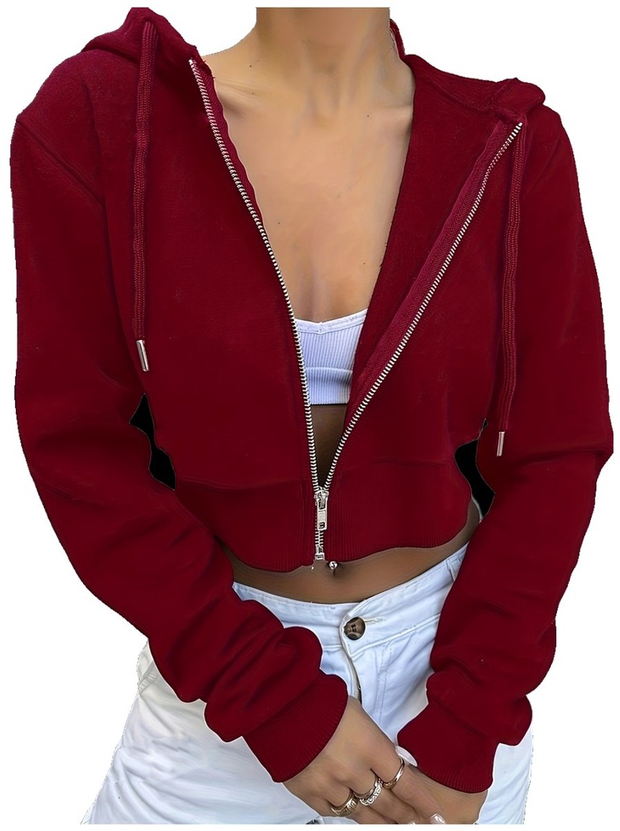 Currero Vest Dames Met Rits Sweater Cardigan Gebreid Sweaters Hoodie Warme Trui Lange Mouw Donkerrood