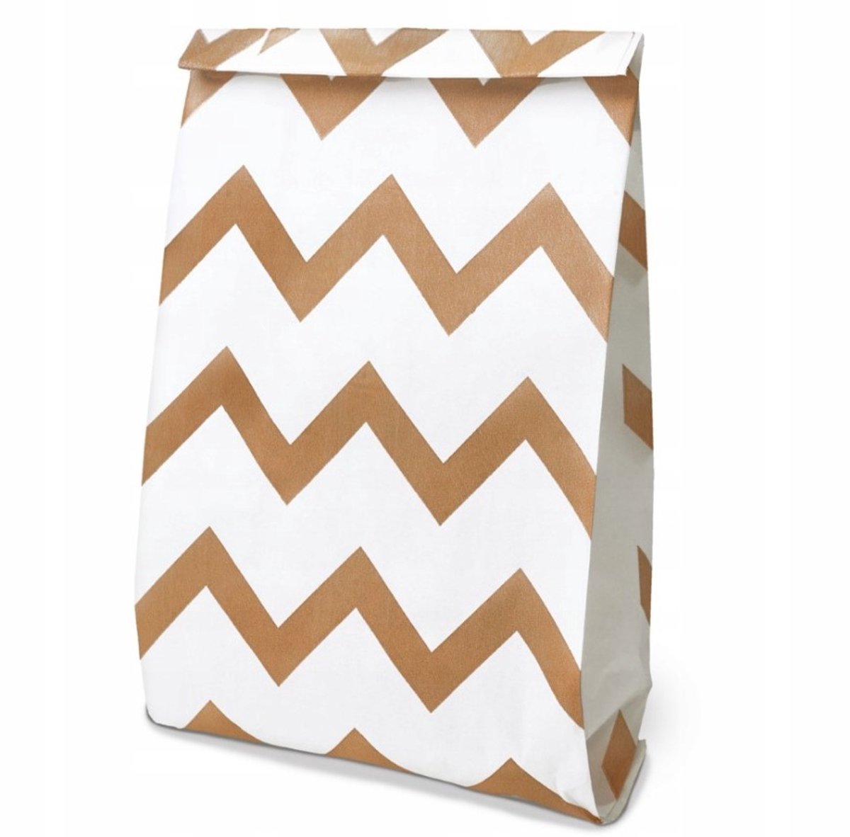 25x Merkloze Zakkjes Wit met Bruine Zigzag - 12x21 cm