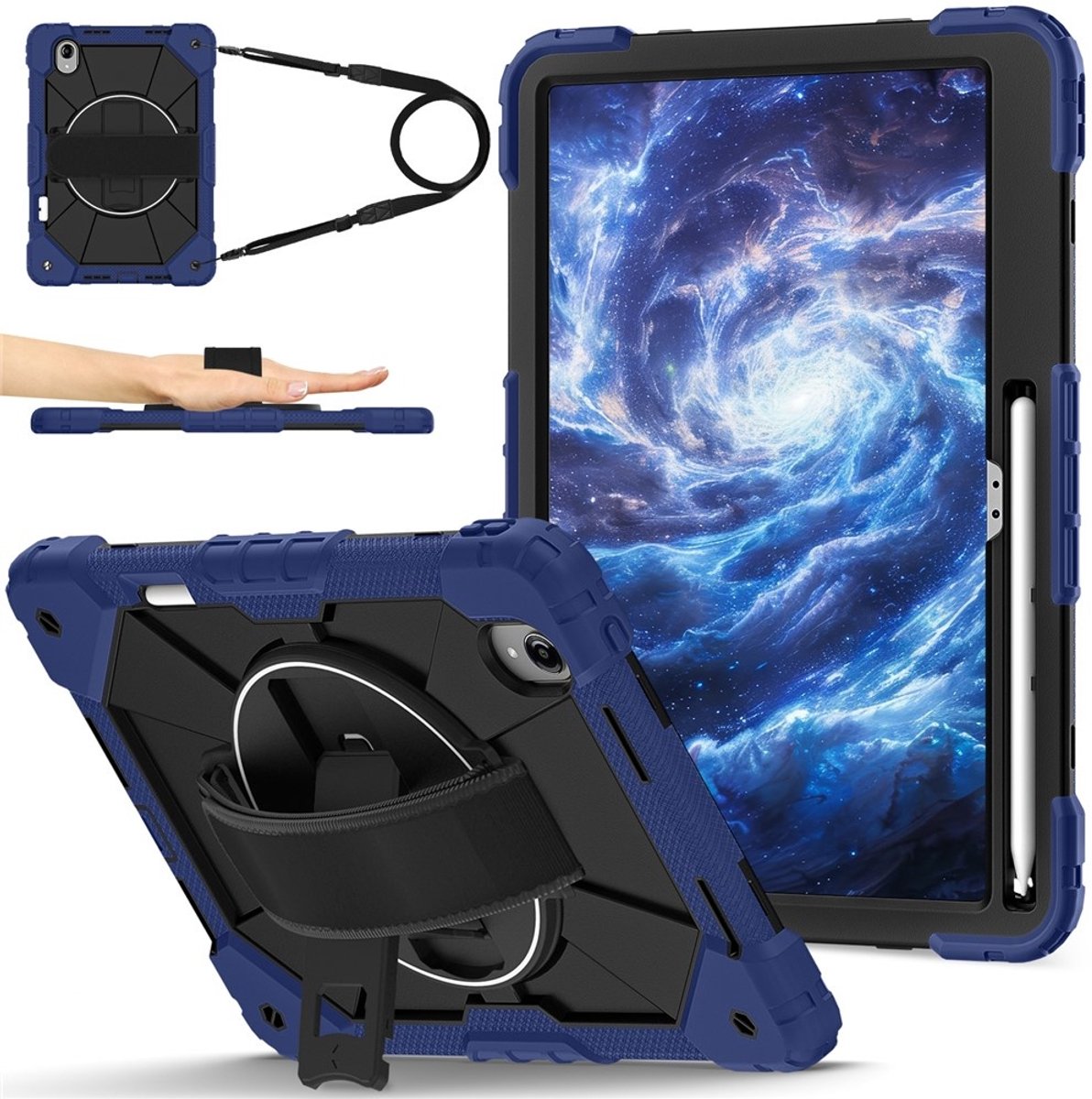 Coverup Tablethoes geschikt voor Lenovo Idea Tab Pro Gen 2 Hoesje - Heavy Duty Case met Schouderstrap - Blauw