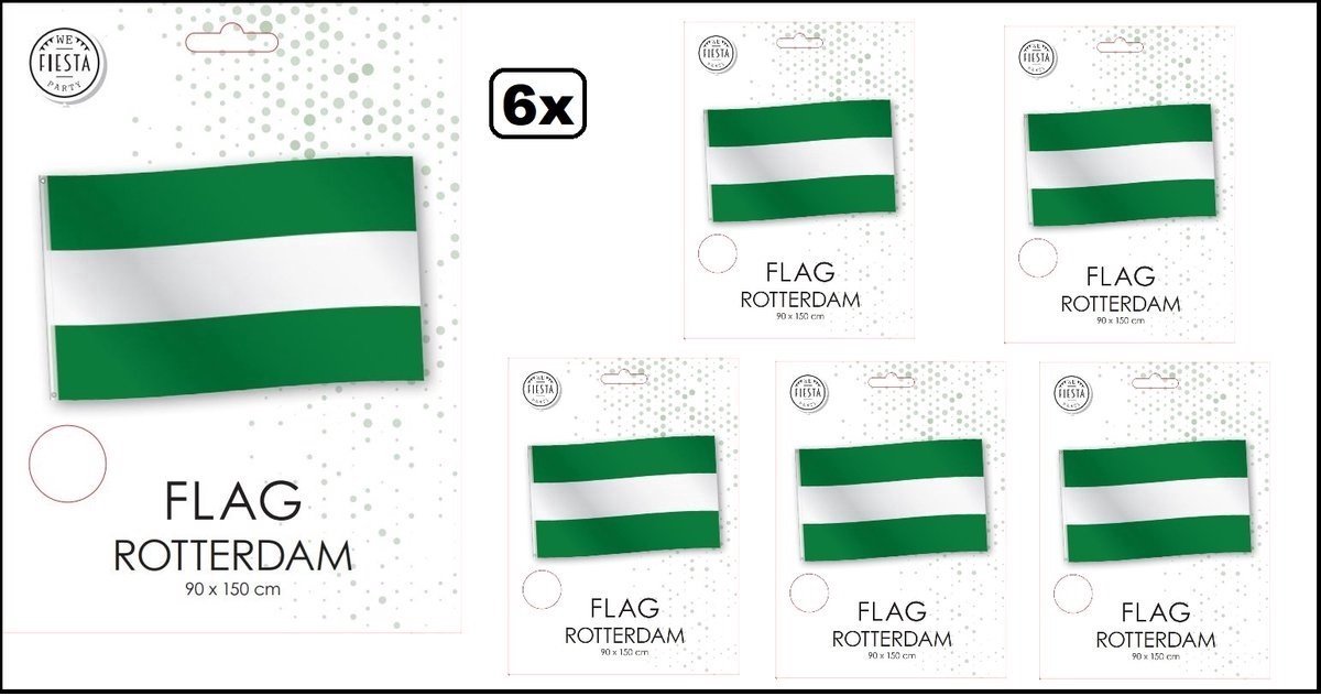 6 stuks Vlag Rotterdam 90cm x 150cm - Luxe Vlag - Rotterdam Thema feest party vlag