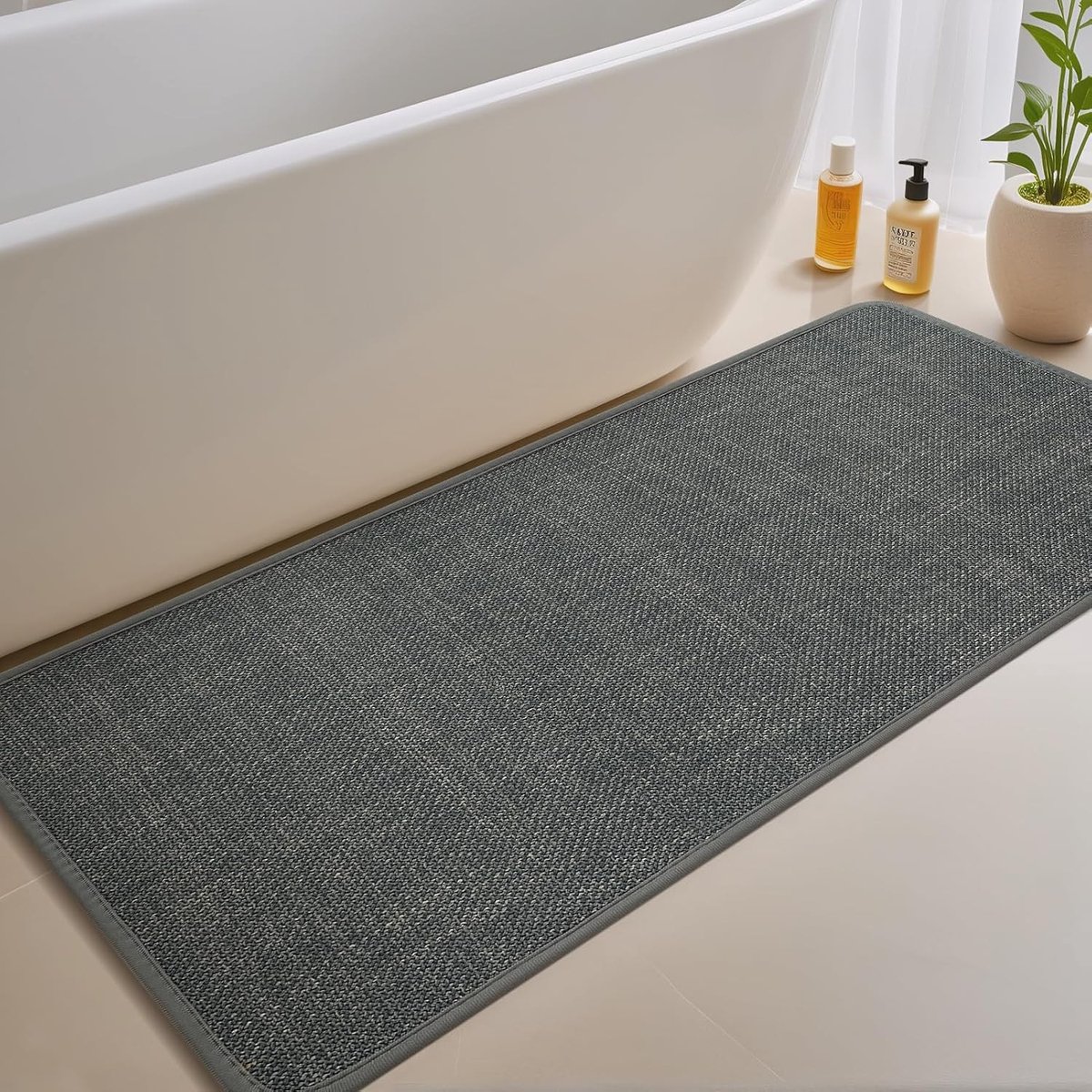Absorberende Badmat voor de Badkamer - Sneldrogende Douchemattens voor Vloer en Bad - Donkergrijs 60x150cm