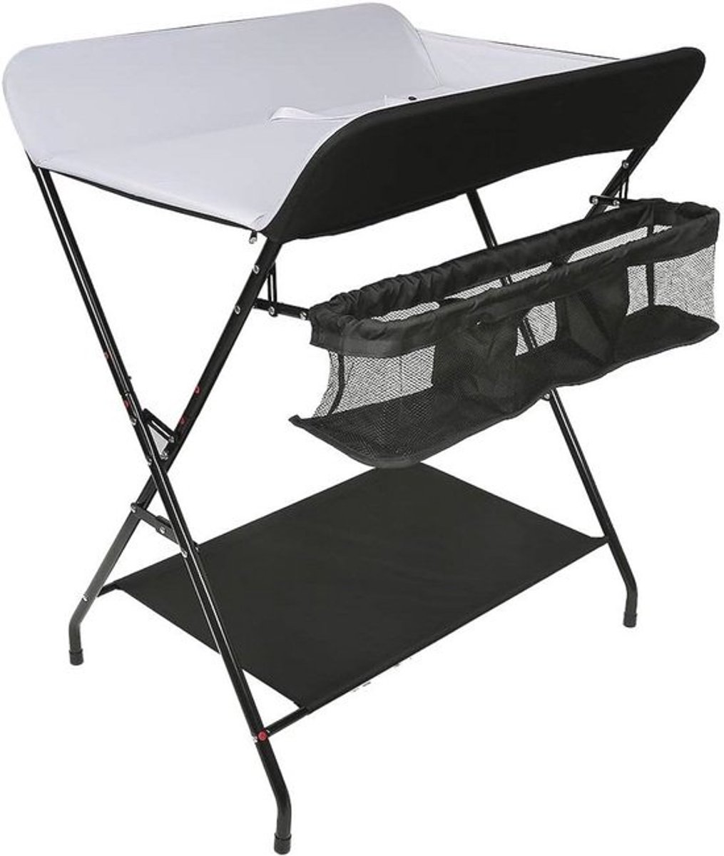 Opvouwbare Luiertafel met Wieltjes en Opbergmanden voor Baby's - Veilig en Draagbaar