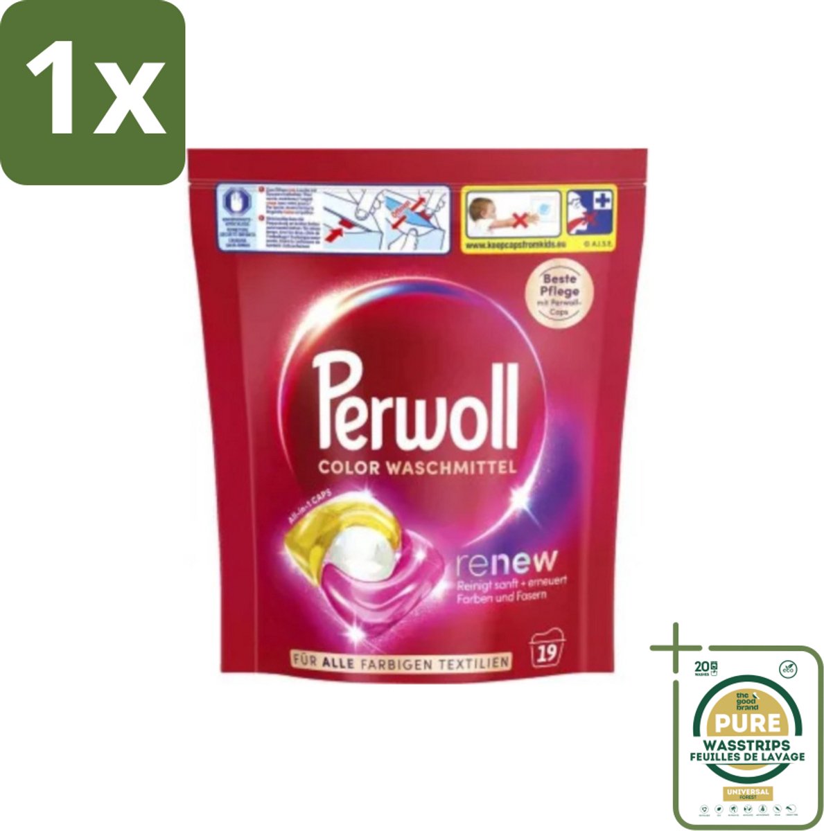1 x Perwoll - Wasmachinecapsules - Lichte Was - 19 Wasbeurten- Wasmachinecapsules - Lichte Was - Wasbeurten - Reinigingscapsules - Wasmachine