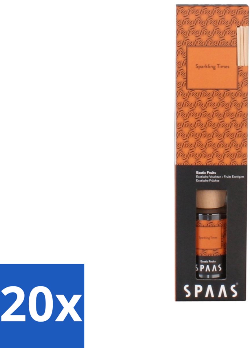20 x Spaas - Geurstokjes - Sparkling Times - Exotische Vruchten - 80 ml - Geurstokjes - Exotische Geur - Fruitige Geur - Spaas Geurstokjes - Sparkling Times