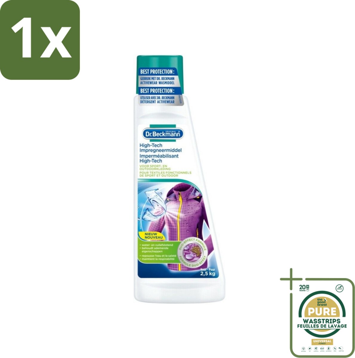 1 x Dr. Beckmann - High Tech Impregneermiddel - Sport- & Outdoorkleding - Witte en Gekleurde Was - 2.5 KG- Sportkleding Beschermen - Waterafstotend Middel - Vuilafstotend Middel - Impregneermiddel Sportkleding - Kleding Beschermen