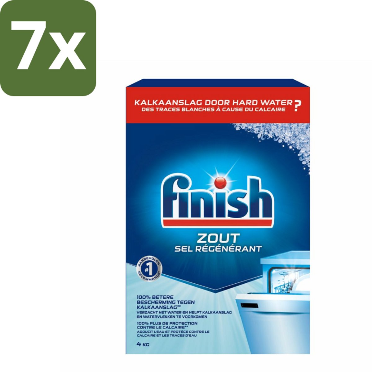 7 x Finish Vaatwasmachine Zout 4 kg - Vaatwasmachine Zout - Kalkvoorkomend - Vaatwasmachine Bescherming - Kalkaanslag Voorkomen - Vaatwasmachine Filter Bescherming