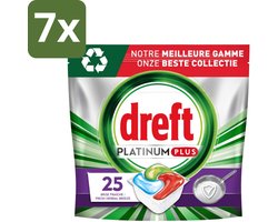 7 x Dreft Platinum Plus - Vaatwascapsules - Deep Clean Boosted - Fresh Herbal Breeze - 25 Afwasbeurten - Vaatwassen - Vaatwasmiddel - Vaatwascapsule - Glanzend Schone Vaat - Voedselresten Verwijderen