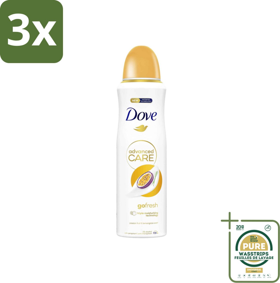 3 x Dove – Deodorant Spray – Go Fresh Passievrucht – 200 ml - Grootverpakking - Anti-transpirant Spray - Passievrucht Geur - Frisheid - Huidhydratatie - 48 Uur Bescherming