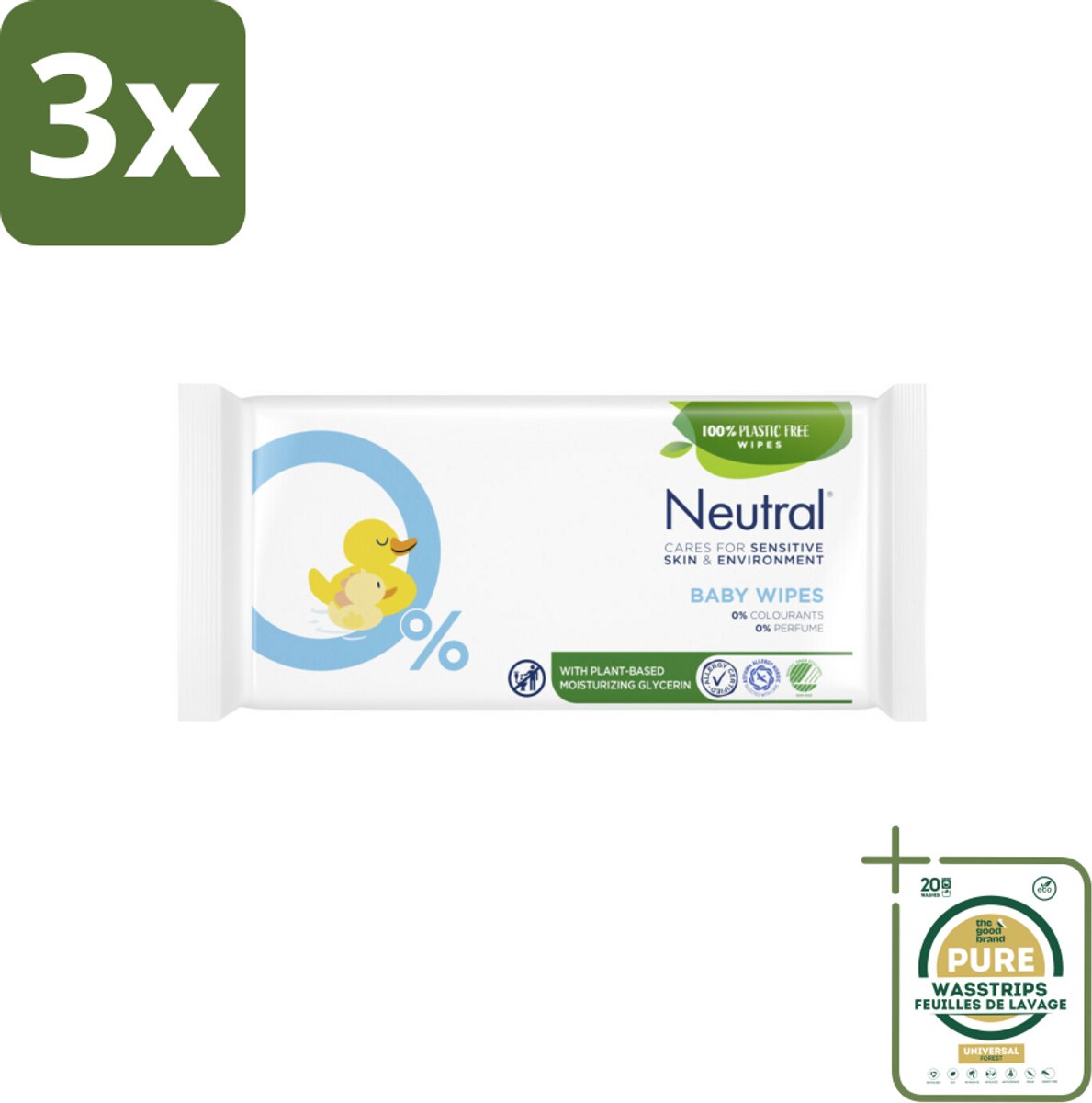 3 x Neutral Billendoekjes 52 doekjes - Grootverpakking - Baby Billetje Reinigen - Baby Handje Reinigen - Hypoallergene Doekjes - Zachte Doekjes - Veilige Baby Verzorging