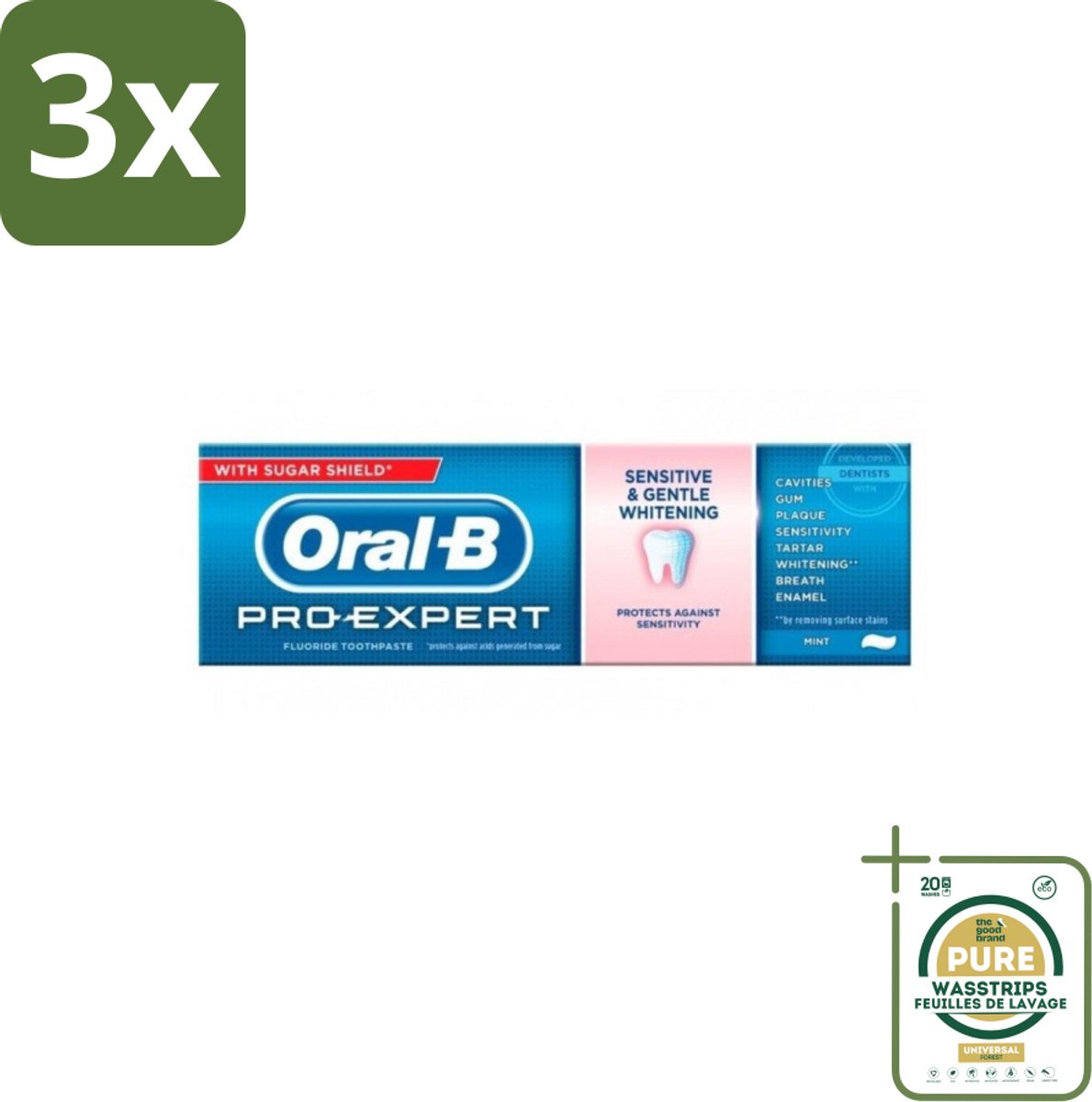 3 x Oral-B - Pro Expert - Tandpasta - Sensitive & Whitening - 75 ml - Grootverpakking - Gevoelige Tanden - Witte Tanden - Tandpasta - Mondverzorging - Vlekken Verwijderen