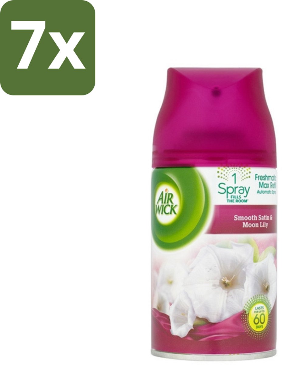 7 x Air Wick Freshmatic - Luchtverfrisser Navulling - Lelie & Satijn - 250ml - Luchtverfrisser - Geurverspreider - Bloemige Geur - Satijn - Lelie