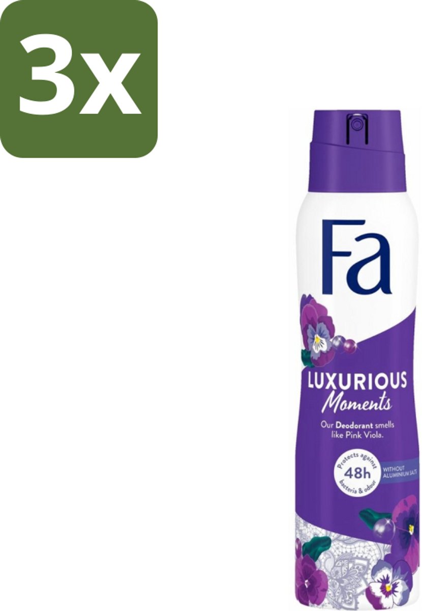 3 x Fa Deodorant Spray Luxurious Viola 150 ml - Deodorant Spray - Geur - Anti-vlekken - Huidverzorging - Luxueuze Geur