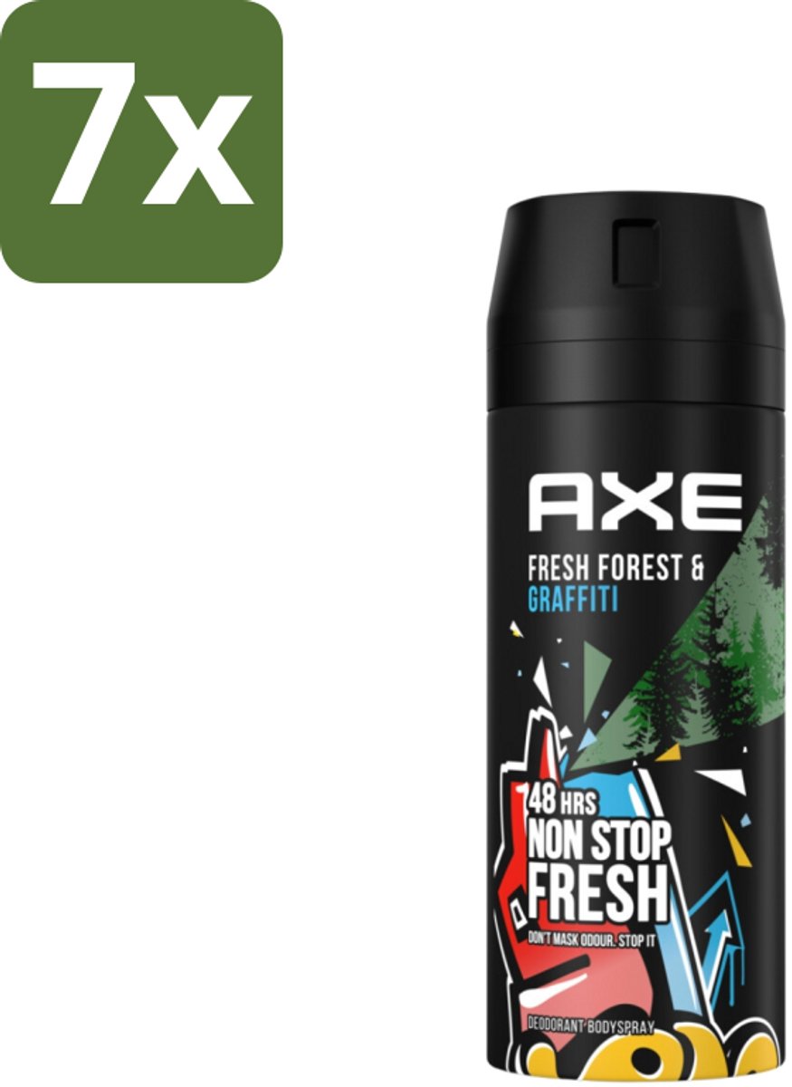 7 x Axe - Deodorant Bodyspray - 48hrs Fresh - Fresh Forest & Graffiti - 150 ml - 48 Uur Bescherming - Deodorant Sprayer - Frisheid - Geur - Zweet