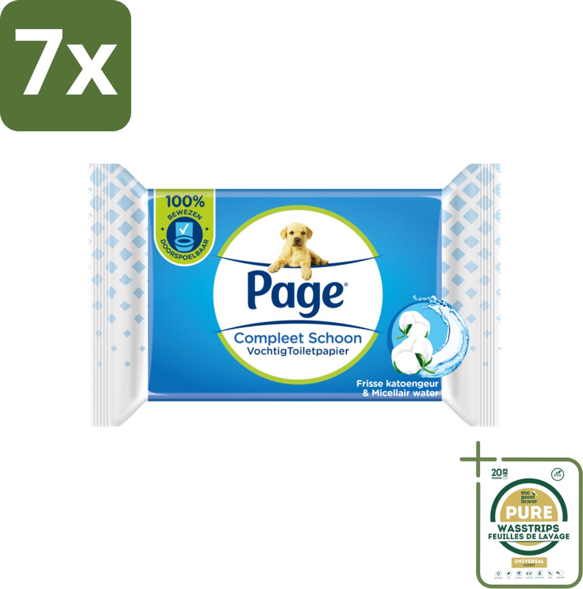 7 x Page – Vochtig Toiletpapier – Navulling – 38 doekjes - Grootverpakking - Koffiezetapparaat