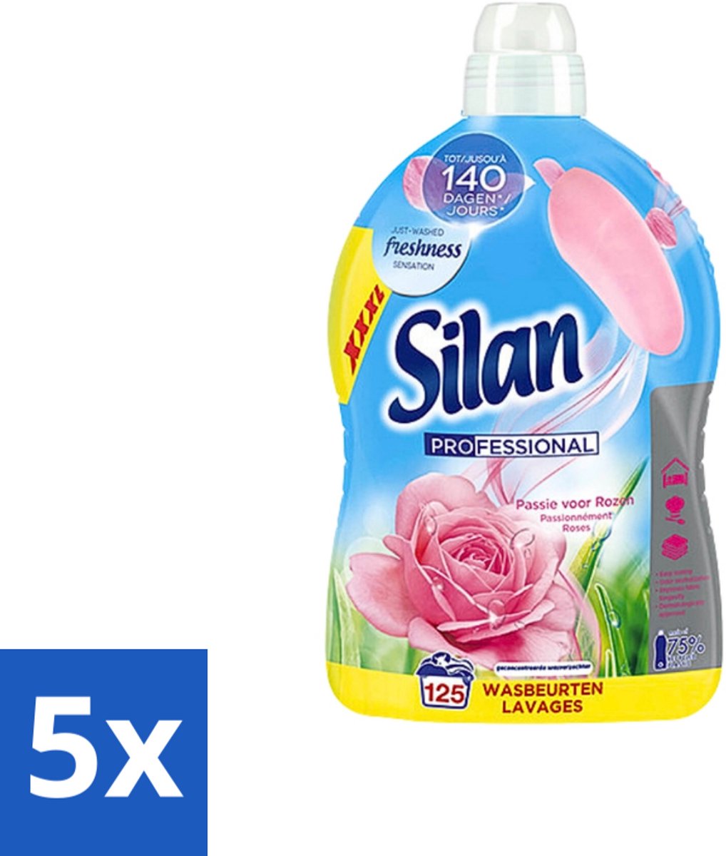 Silan Professional - Wasverzachter - Passie voor Rozen - 125 Wasbeurten - 2.75L - Bulkverpakking - 5 stuks