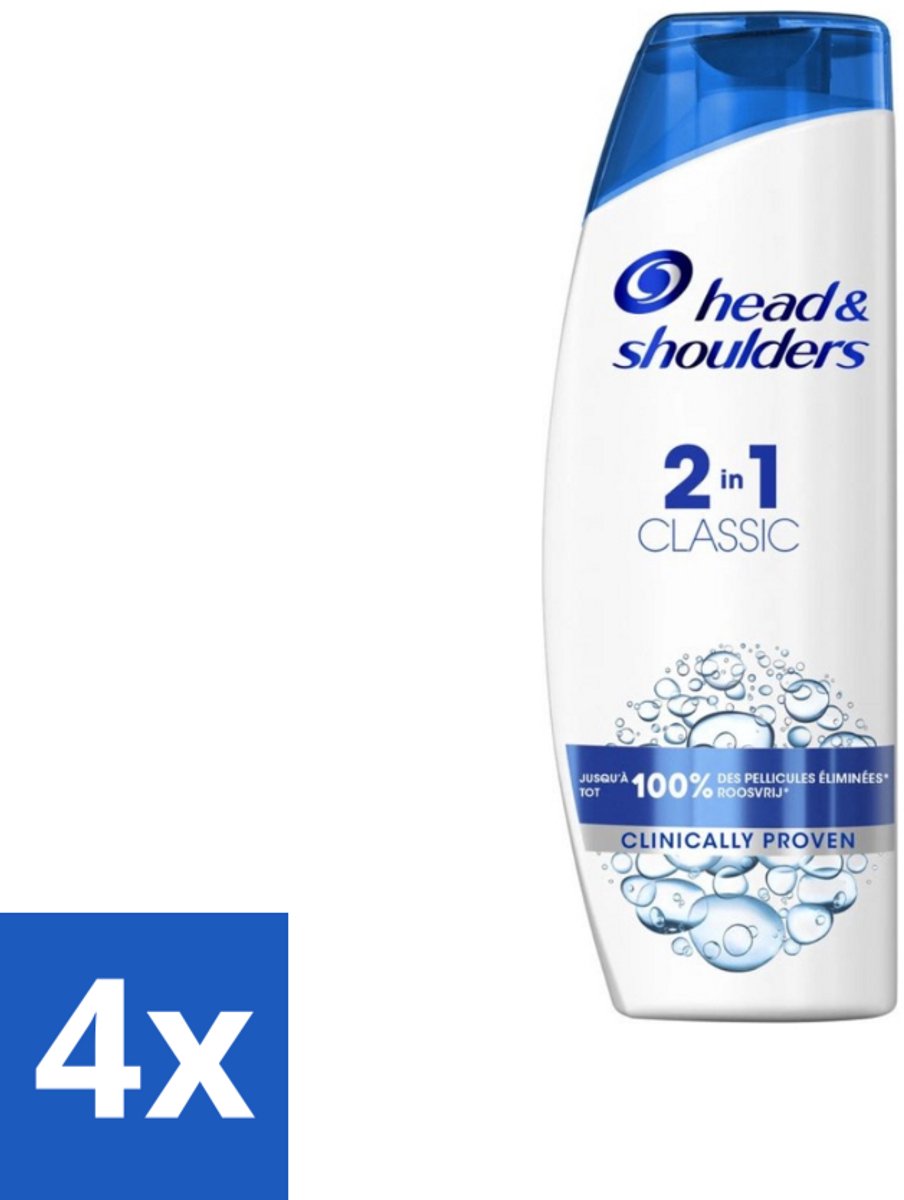 4 x Head & Shoulders - 2in1 Anti-Roos Shampoo & Conditioner - Classic - 270 ml - Roos Shampoo - Anti Roos Shampoo - Shampoo Conditioner - 2 In 1 Shampoo - Hoofdhuidverzorging