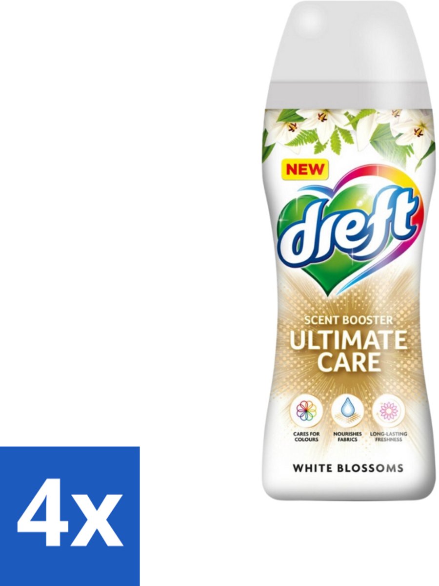 4 x Dreft - Ultimate Care - Wasverzachter - Geurbooster - Gekleurde Was - Witte Bloem - 15 Wasbeurten - Wasverzachter - Geur - Wasmiddel - Kleurbescherming - Wasverzorging