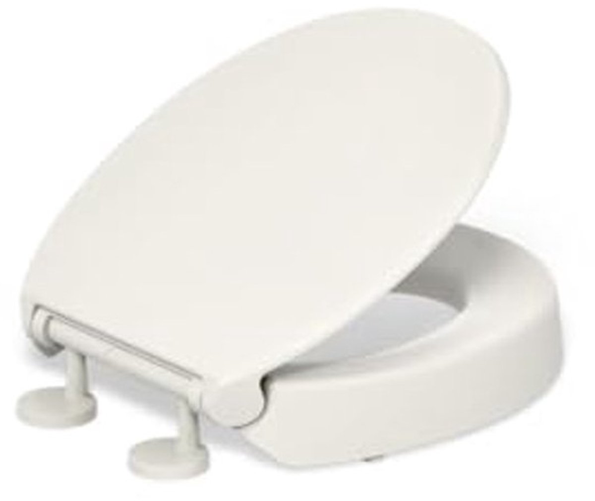 Verhoogde Toiletbril met Rustig Sluiten en Ronde Voorkant - Wit