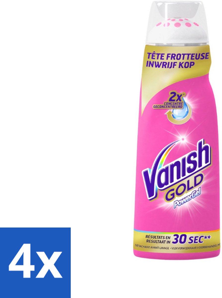4 x Vanish Gold - Vlekkenverwijderaar Gel - Voorbehandeling - Gekleurde Was - 200 ml - Vlekkenverwijderaar - Vlekken Uit Kleding - Wasmiddel - Voorbehandeling Vlekken - Vlekken Verwijderen