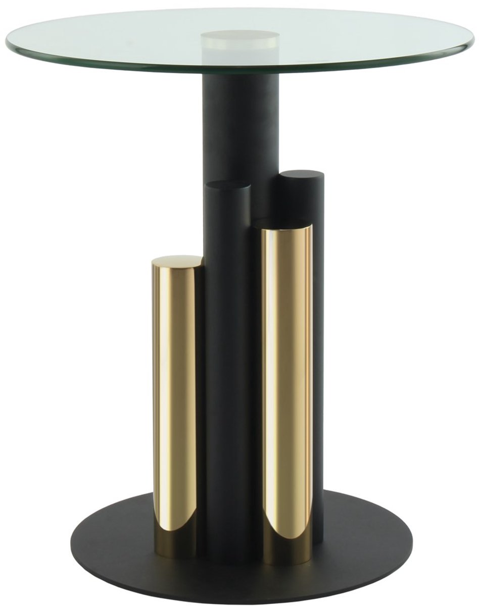 Padiro ronde bijzettafel Ø 46 x 52 cm - goud - Modern Art-Déco Glamour Look - glazen tafelblad - roestvrij stalen onderstel