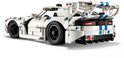 Witte LEGO Technic Dodge Viper GTS-R sportauto met blauwe strepen en spoiler.