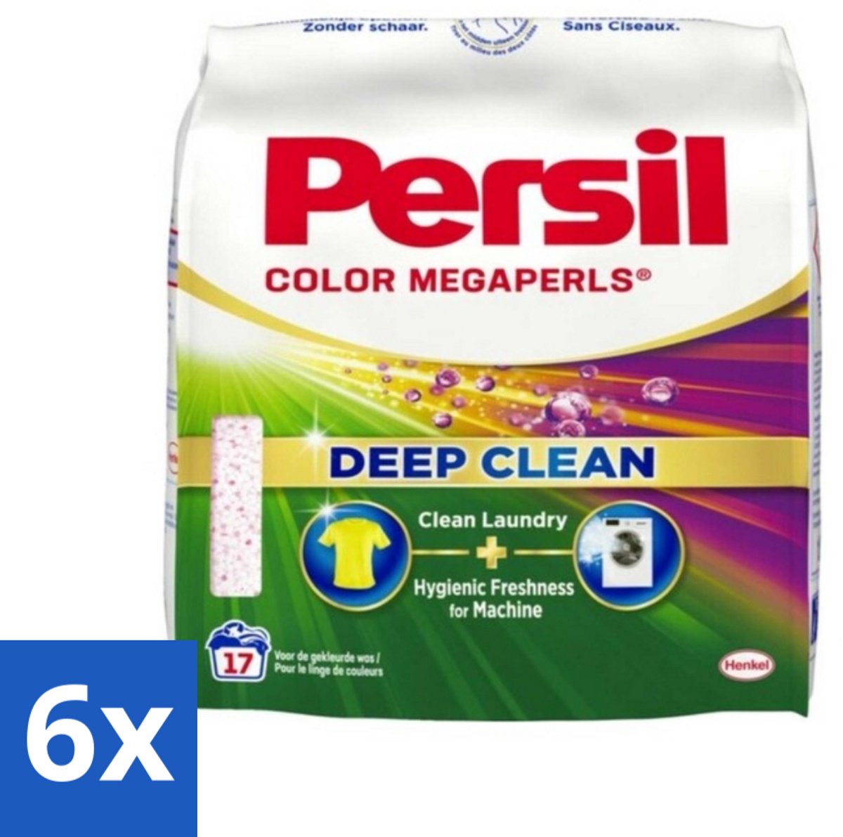 6 x Persil Waspoeder Megaperls Color 17 Wasbeurten 1,02 kg - Waspoeder - Gekleurde Was - Vlekkenverwijderaar - Wasmiddel - Wasverzorging