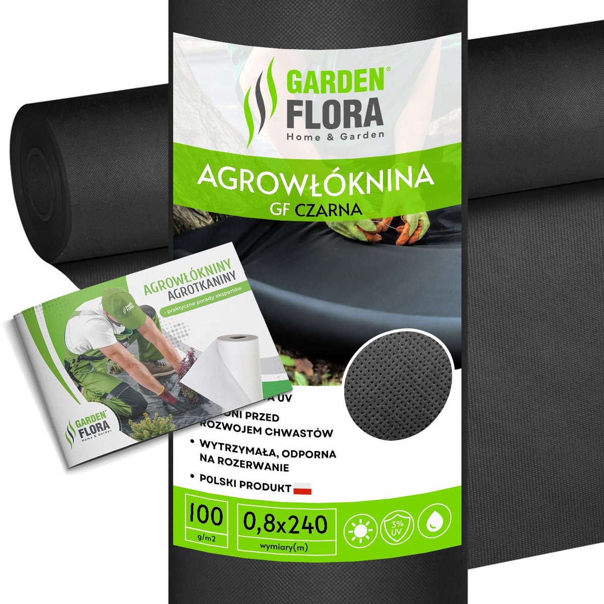GF Agro Zwarte Agrotkanina 0.8x240m - Sterke 100g/m² Anti-Wiet Doek