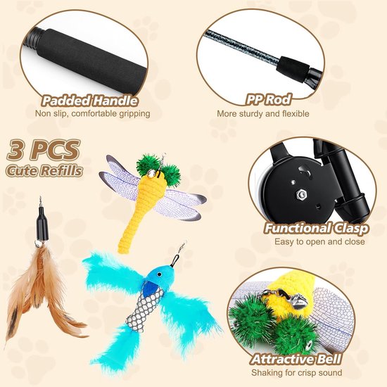 Kattenhengel - Bruin - 3 Stuks - Interactief Speelgoed - Voor Kittens en Katten — afbeelding 3