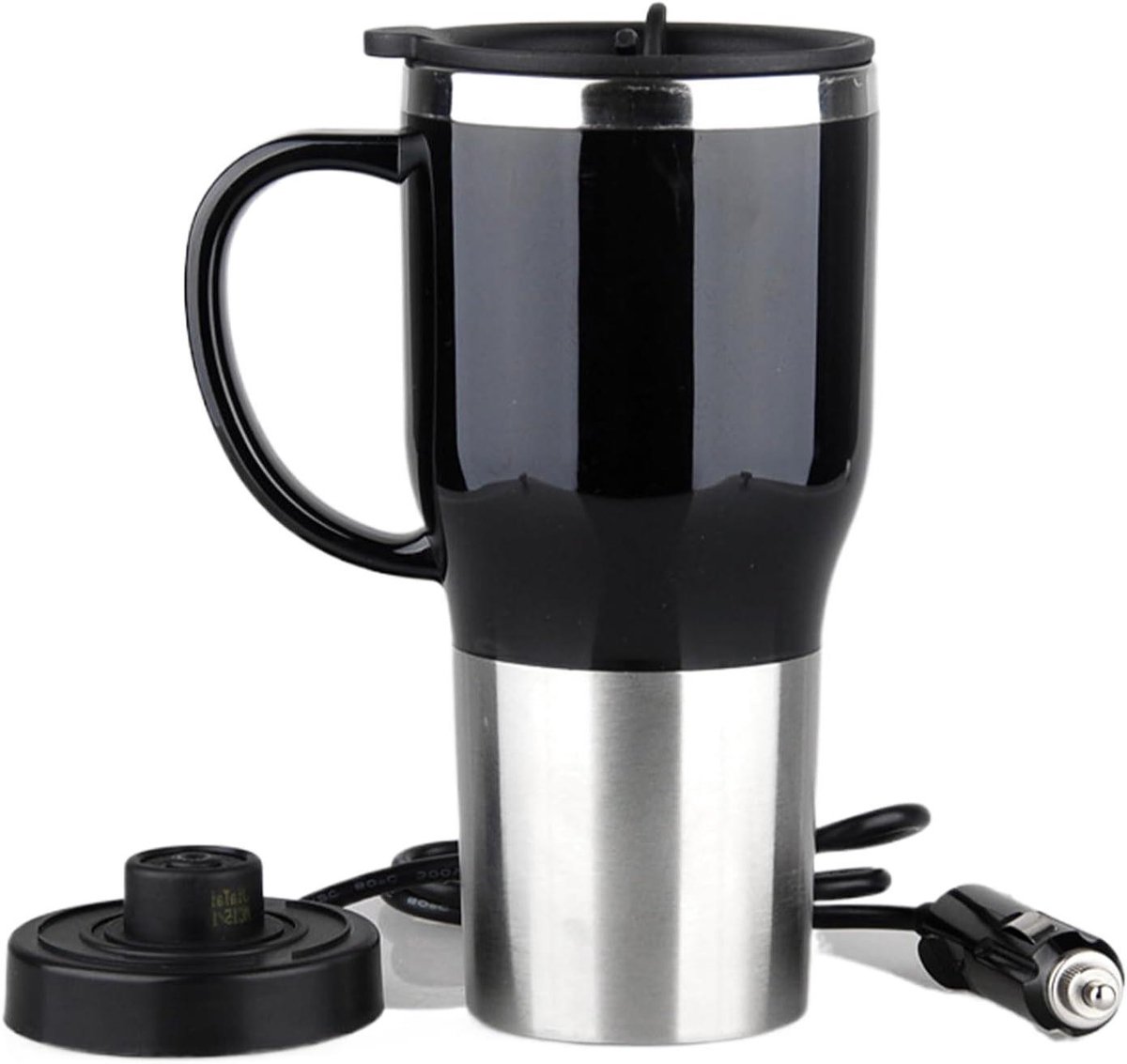 Verwarmde Reismok - Auto Waterkoker - Warme Dranken Onderweg - Stijlvol Kristallen Handvat - 450 ml - Zwart