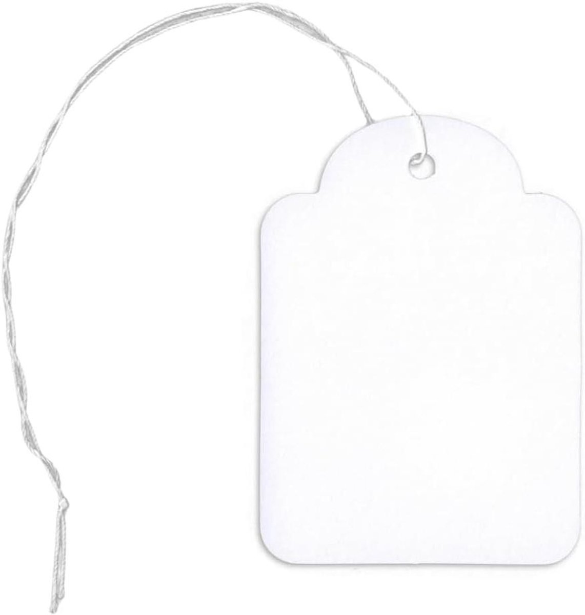 Prijskaartjes met Draad - Hangende Labels - Producten Presenteren - Voorgeluste Katoendraad - 50x70mm 100 Stuks - Niet Bedrukt