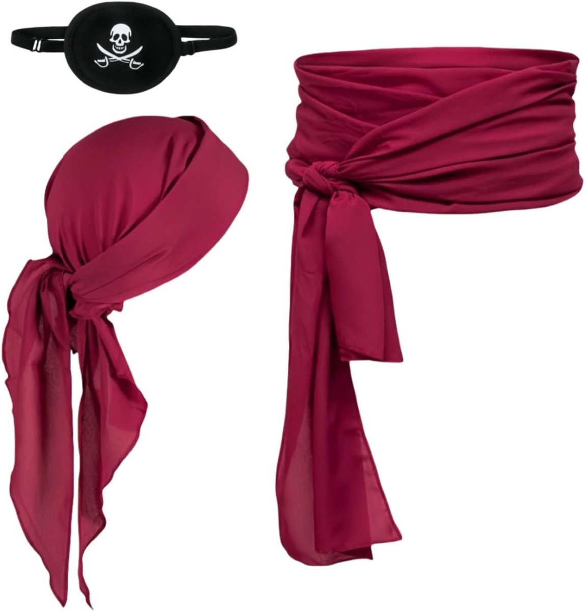 Piratenkostuum Accessoires Set voor Halloween - Grote Sash, Hoofddoek en Bandana voor Kinderen en Volwassenen