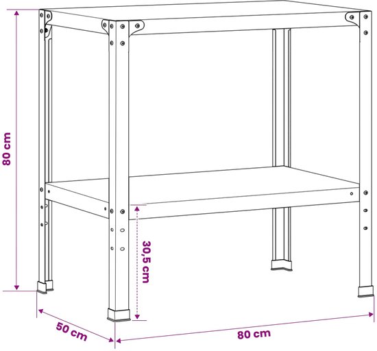vidaXL - Planttafel - 80 - x - 50 - x - 80 - cm - Gepoedercoat - staal - Antraciet — afbeelding 5