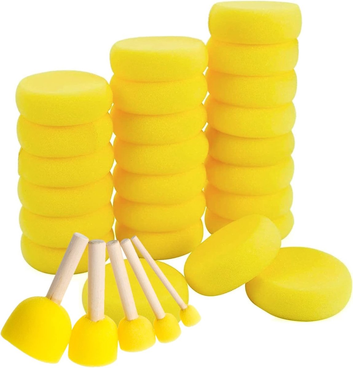 Multifunctionele Set van 29 Kleurige Ronde Sponsborstels voor Waterverf en Kunstprojecten - Duurzame Schildertools en Creatieve Accessoires