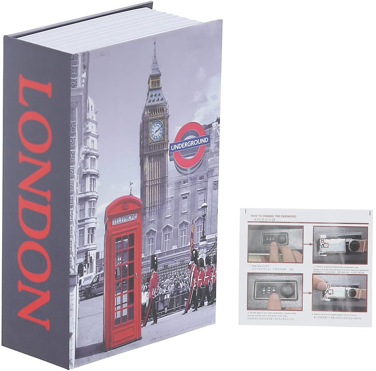 Diversion Book Safe, Money Saving Box Secret Hidden Metal Lock Box Geld Verborgen Veilig kan met - ShopVlot