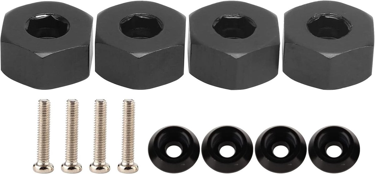 Set van 4 Combiner Wheel Hub Hex Adapters van 5mm tot 12mm voor 1/10 RC Trucks - Versterk je WPL D12 met deze accessoires
