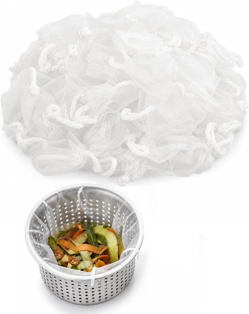 Filterzakken voor gootsteen - 50 stuks wegwerpfilters, transparant en universeel voor afvoer en wastafel