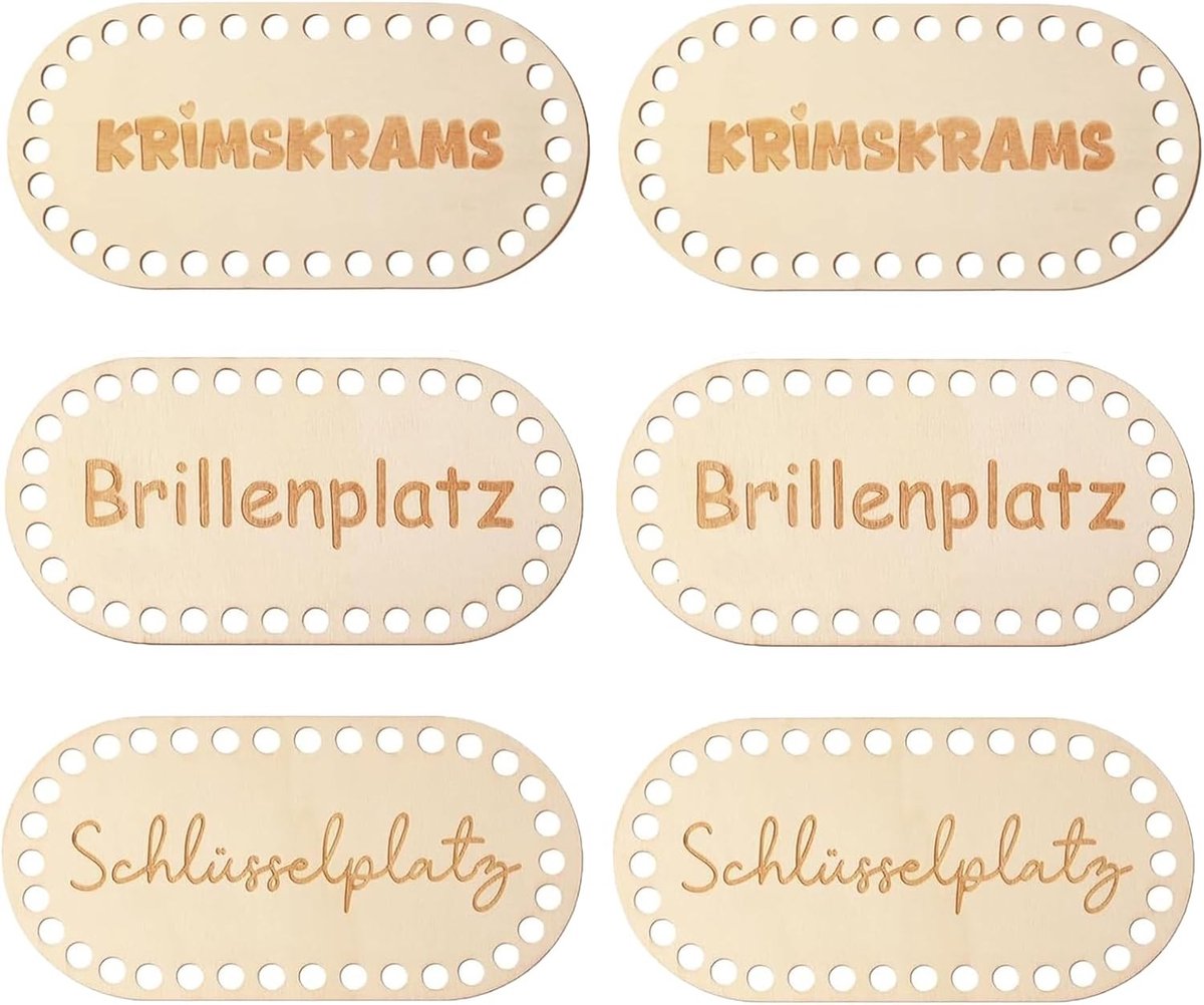 6 Stuks Houten Bodem Haakmanden voor DIY Projecten, Haakaccessoires en Geweven Opbergzakken